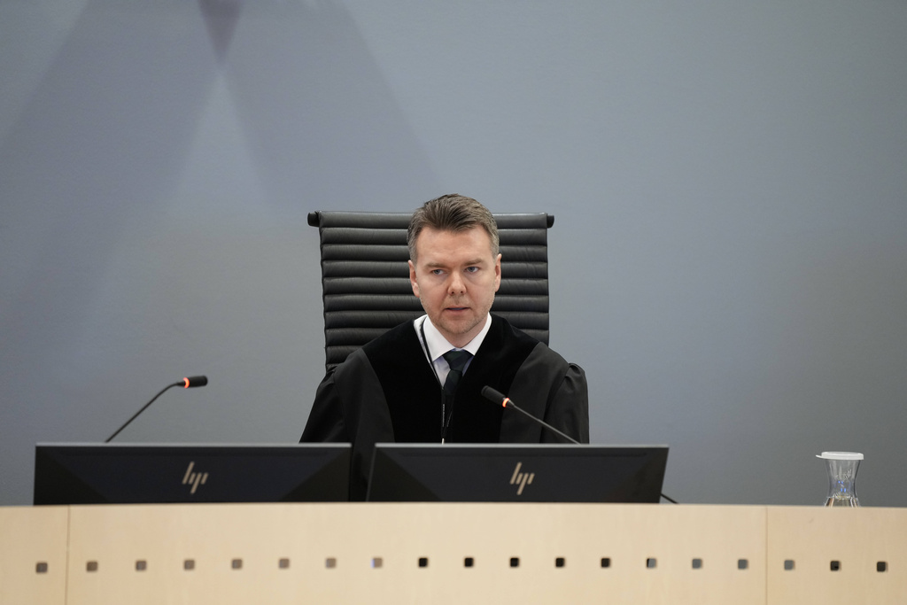Administrator Jon Sverdrup Efjestad sits during the first day of the trial against Marius Borg Hoiby, charged with a total of 38 incidents, including four rapes, assault, violence, threats, damage, storage and delivery of marijuana, violation of a restraining order and violation of the Road Traffic Act, in Oslo, Norway, Tuesday Feb. 3, 2026.(Ole Berg-Rusten/NTB Scanpix via AP)