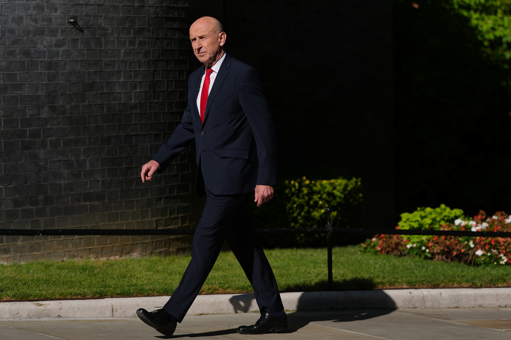 John Healey arrives for a cabinet meeting in London, Monday, July 20, 2026.(AP Photo/Kirsty Wigglesworth)