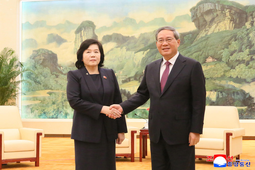 This photo provided on Sept. 30, 2025, by the North Korean government, Chinese Premier Li Qiang, right, meets with North Korean Foreign Minister Choe Son Hui at the Great Hall of the People in Beijing, Monday, Sept. 29, 2025. Independent journalists were not given access to cover the event depicted in this image distributed by the North Korean government. The content of this image is as provided and cannot be independently verified. Korean language watermark on image as provided by source reads: "KCNA" which is the abbreviation for Korean Central News Agency. (Korean Central News Agency/Korea News Service via AP) This photo provided on Sept. 30, 2025, by the North Korean government, Chinese Premier Li Qiang, right, meets with North Korean Foreign Minister Choe Son Hui at the Great Hall of the People in Beijing, Monday, Sept. 29, 2025. Independent journalists were not given access to cover the event depicted in this image distributed by the North Korean government. The content of this image is as provided and cannot be independently verified. Korean language watermark on image as provided by source reads: "KCNA" which is the abbreviation for Korean Central News Agency. (Korean Central News Agency/Korea News Service via AP)