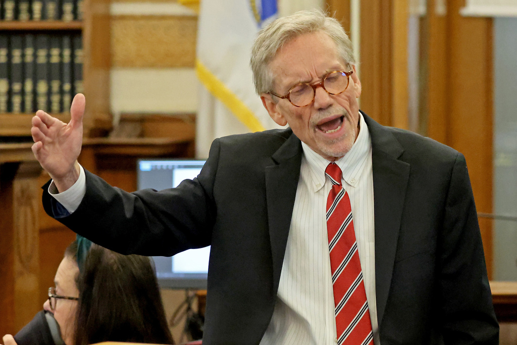 Defense attorney Larry Tipton gives his final statement during Brian Walshe's murder trial, Friday, Dec. 12, 2025, in Dedham, Mass. (Stuart Cahill/The Boston Herald via AP, Pool)