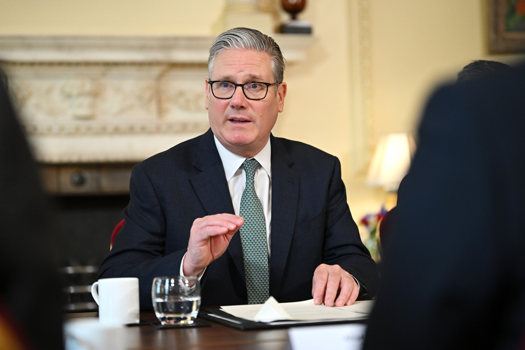 British Prime Minister Keir Starmer speaks as Starmer hosts social media industry leaders to discuss child safety online Thursday, April 16, 2026, in London. (Leon Neal/Pool Photo via AP)