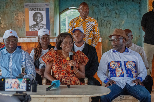Presidential candidate Simone Ehivet Gbagbo speaks during a rally in Guiberoua, Ivory Coast, Tuesday, Oct 14, 2025. (AP Photo/ Marine Jeannin) Presidential candidate Simone Ehivet Gbagbo speaks during a rally in Guiberoua, Ivory Coast, Tuesday, Oct 14, 2025. (AP Photo/ Marine Jeannin)
