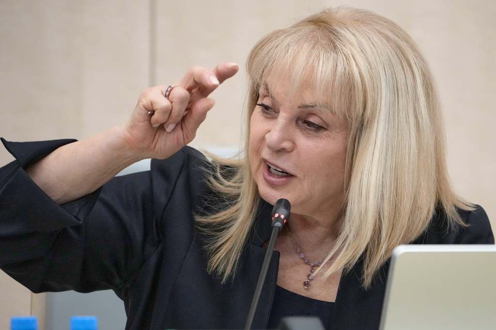 Ella Pamfilova, the head of Russian Central Election Commission, speaks during a news conference following parliamentary elections, in Moscow, Russia, Monday, Sept. 21, 2026. (AP Photo/Pavel Bednyakov)