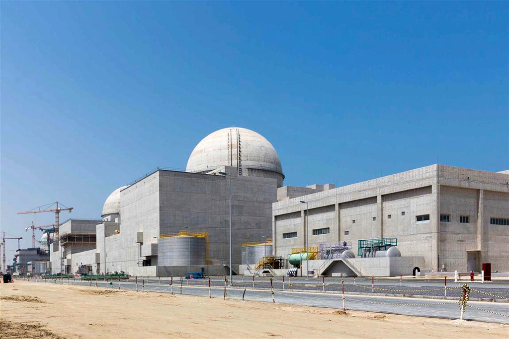 FILE - This undated photograph released by the United Arab Emirates' state-run WAM news agency shows the under-construction Barakah nuclear power plant in Abu Dhabi's Western desert. (Arun Girija/Emirates Nuclear Energy Corporation/WAM via AP, File)