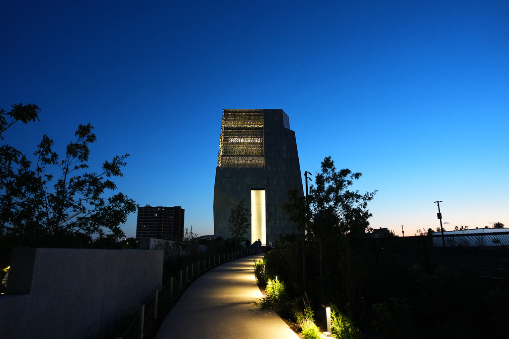 The Obama Presidential Center is seen ahead of the dedication ceremony Thursday, June 18, 2026, in Chicago. (AP Photo/Alex Brandon)