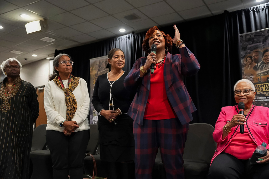 Rev. Dr. Bernice A. King, daughter of the late Rev. Martin Luther King Jr., speaks during a "family reunion" held to commemorate the 70th anniversary of the Montgomery Bus Boycott, Friday, Dec. 5, 2025, in Montgomery, Ala. (AP Photo/Olivia Bowdoin)