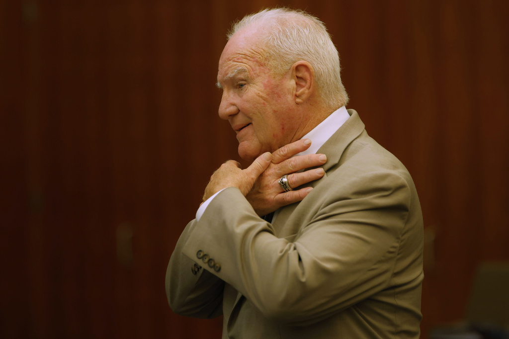Kevin Reddington, defense attorney gestures as he cross-examines a witness during the murder trial for Lindsay Clancy at Plymouth Superior Court in Plymouth, Mass., on Thursday, July 30, 2026. (CJ Gunther/The Boston Herald via AP, Pool)