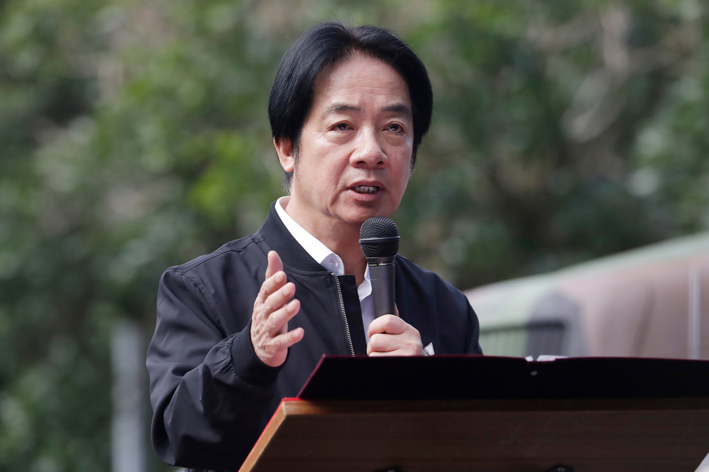 FILE - Taiwan President Lai Ching-te delivers a speech as he inspects Taiwanese reservists participating in reserve military training in Ilan County, Eastern Taiwan, Tuesday, Dec. 2, 2025. (AP Photo/Chiang Ying-ying, File)