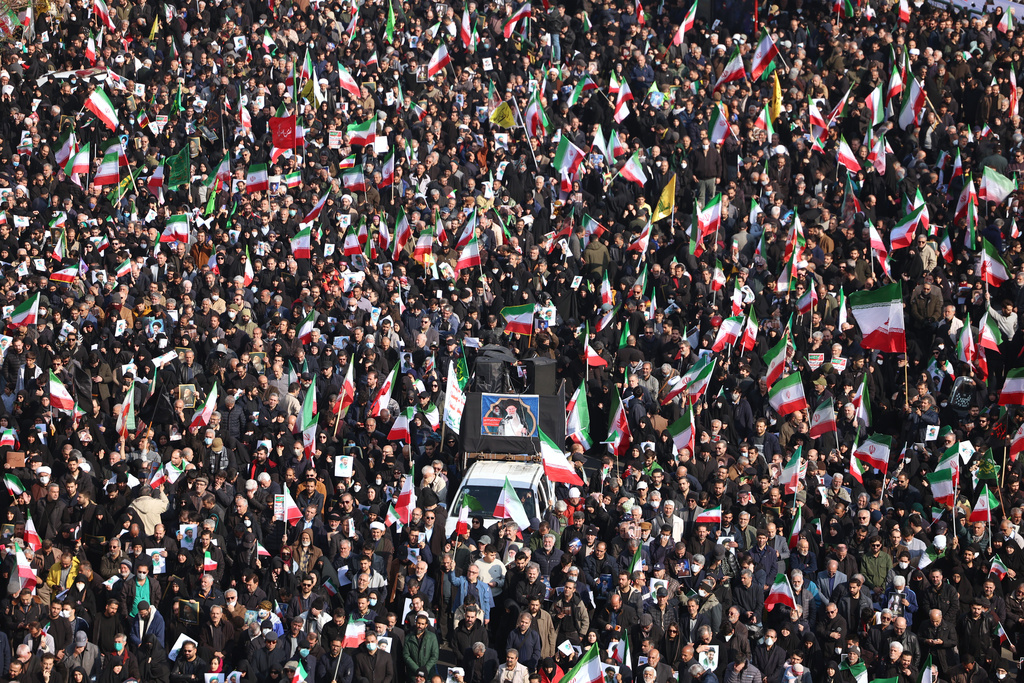 FILE - People gather in a rally to support Ayatollah Mojtaba Khamenei, the successor to his late father Ayatollah Ali Khamenei as supreme leader, in Tehran, Iran, March 9, 2026. (AP Photo/Vahid Salemi, File)