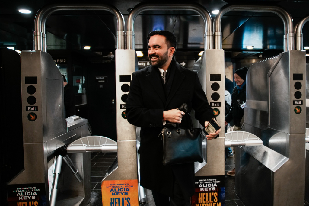FILE - New York City Mayor Zohran Mamdani arrives at the subway station in the Queens borough of New York, Jan. 2, 2026. (AP Photo/Eduardo Munoz Alvarez, File)