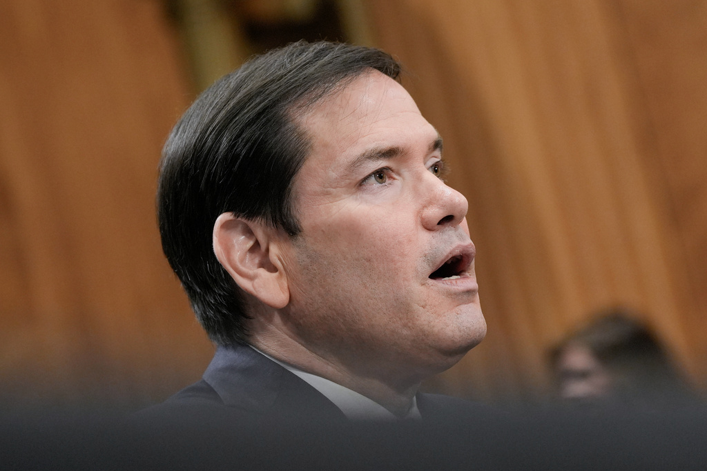 Secretary of State Marco Rubio speaks during a Senate Foreign Relations Committee, on Capitol Hill, Wednesday, Jan. 28, 2026, in Washington. (AP Photo/Mariam Zuhaib)