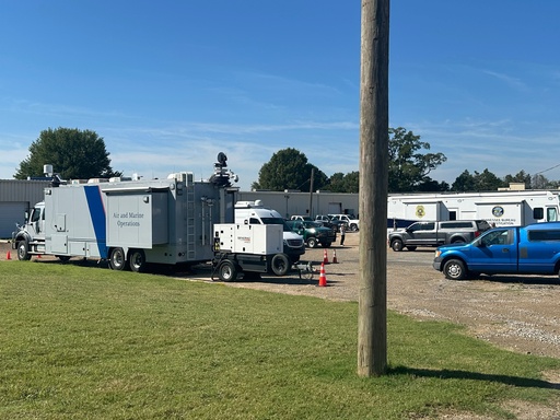 Mobile command centers for law enforcement sit at a staging area on Tuesday, Sept. 30, 2025, in Memphis, Tenn. (AP Photos/Adrian Sainz) Mobile command centers for law enforcement sit at a staging area on Tuesday, Sept. 30, 2025, in Memphis, Tenn. (AP Photos/Adrian Sainz)