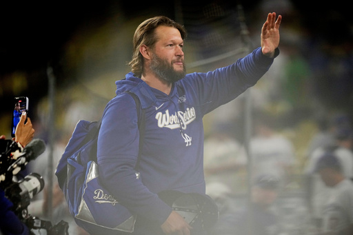 Los Angeles Dodgers pitcher Clayton Kershaw waves after their loss against the Toronto Blue Jays in Game 5 of baseball's World Series, Wednesday, Oct. 29, 2025, in Los Angeles. (AP Photo/Brynn Anderson) Los Angeles Dodgers pitcher Clayton Kershaw waves after their loss against the Toronto Blue Jays in Game 5 of baseball's World Series, Wednesday, Oct. 29, 2025, in Los Angeles. (AP Photo/Brynn Anderson)