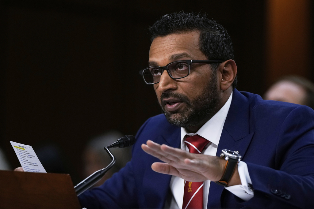FBI Director Kash Patel appears before the Senate Judiciary Committee for his first oversight hearing, Tuesday, Sept. 16, 2025, at the Capitol in Washington. (AP Photo/Julia Demaree Nikhinson)