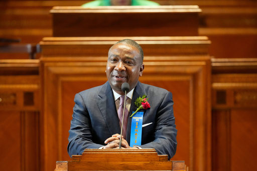 FILE - Democrat State Sen. Cleo Fields speaks during the swearing in of the Louisiana state legislature in Baton Rouge, La., Jan. 8, 2024. (AP Photo/Gerald Herbert, Pool, File) FILE - Democrat State Sen. Cleo Fields speaks during the swearing in of the Louisiana state legislature in Baton Rouge, La., Jan. 8, 2024. (AP Photo/Gerald Herbert, Pool, File)