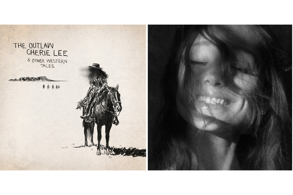 This combination of album cover images show "The Outlaw Cherie Lee & Other Western Tales" by Shaboozey, left, and "Petal" by Ariana Grande. (American Dogwood/EMPIRE via AP, left, and Republic Records via AP)