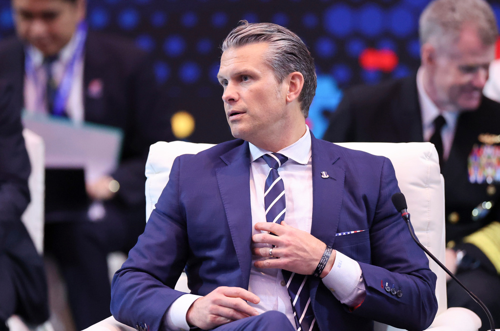 U.S. Defense Secretary Pete Hegseth attends the Association of Southeast Asian Nations (ASEAN)-United States Defence Ministers' High Tea, as part of the ASEAN Defense Ministers' meeting, in Kuala Lumpur, Malaysia, Saturday, Nov. 1, 2025. (Hasnoor Hussainl/Pool Photo via AP)