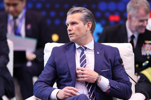 U.S. Defense Secretary Pete Hegseth attends the Association of Southeast Asian Nations (ASEAN)-United States Defence Ministers' High Tea, as part of the ASEAN Defense Ministers' meeting, in Kuala Lumpur, Malaysia, Saturday, Nov. 1, 2025. (Hasnoor Hussainl/Pool Photo via AP) U.S. Defense Secretary Pete Hegseth attends the Association of Southeast Asian Nations (ASEAN)-United States Defence Ministers' High Tea, as part of the ASEAN Defense Ministers' meeting, in Kuala Lumpur, Malaysia, Saturday, Nov. 1, 2025. (Hasnoor Hussainl/Pool Photo via AP)