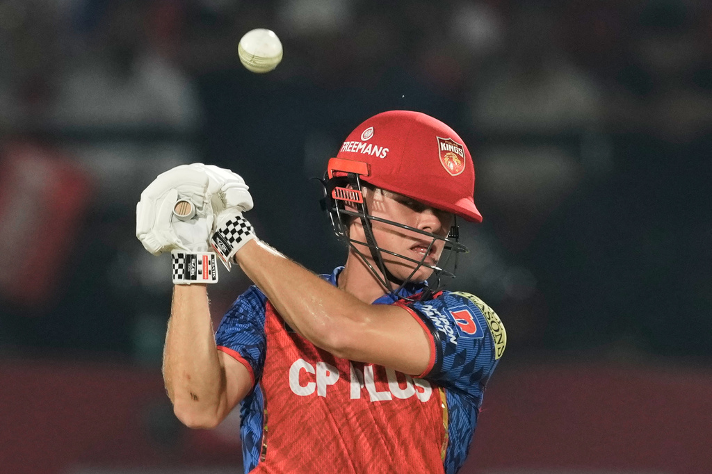 Punjab Kings' Cooper Connolly plays a shot during the Indian Premier League cricket match between Delhi Capitals and Punjab Kings in Dharamshala, India, Monday, May 11, 2026. (AP Photo/Ashwini Bhatia)