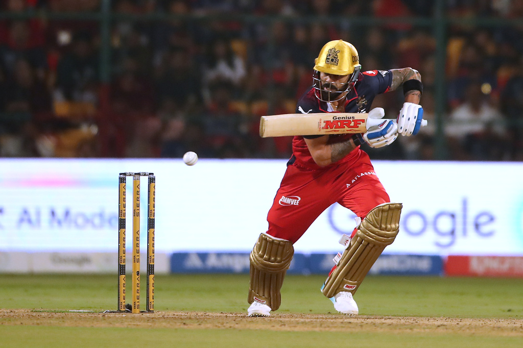 Royal Challengers Bengaluru's Virat Kohli plays a shot during the Indian Premier League cricket match between Royal Challengers Bengaluru and Gujarat Titans in Bengaluru, India, Friday, April 24, 2026. (AP Photo)
