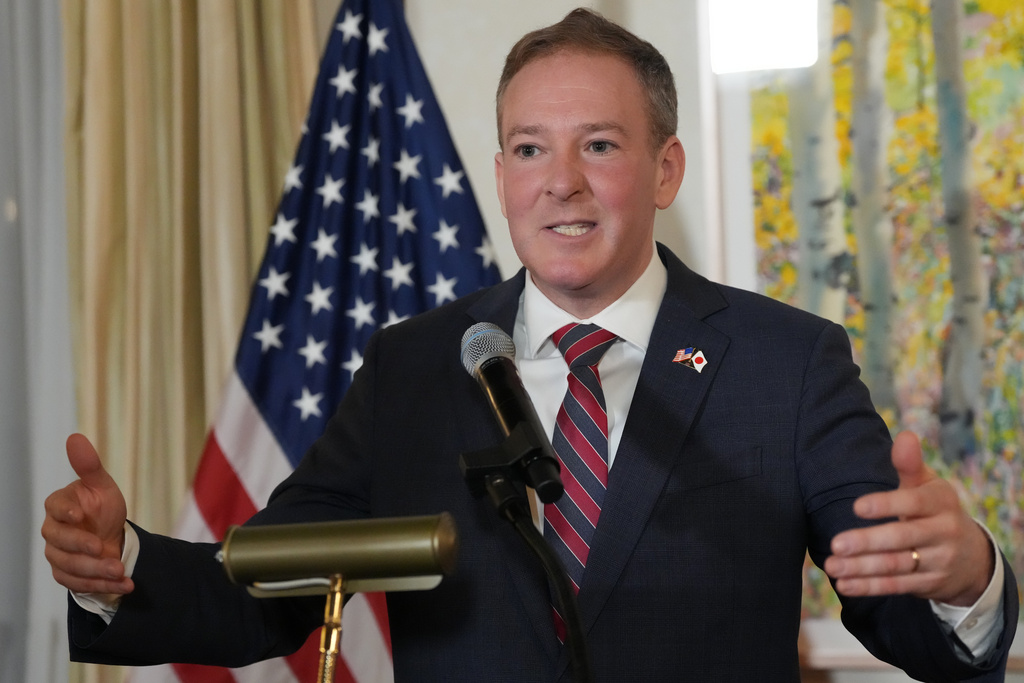 Lee Zeldin, Environmental Protection Agency Administrator, delivers a speech at the reception of the Indo-Pacific Energy Security Ministerial and Business Forum at U.S. Ambassador's Residence Friday, March 13, 2026, in Tokyo. (AP Photo/Eugene Hoshiko, Pool)