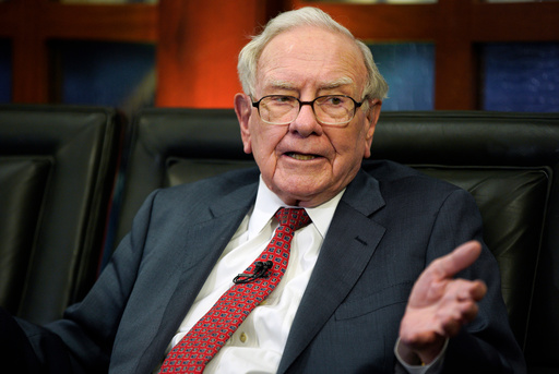 FILE - Berkshire Hathaway Chairman and CEO Warren Buffett speaks during an interview with Liz Claman on Fox Business Network's "Countdown to the Closing Bell," May 7, 2018, in Omaha, Neb. (AP Photo/Nati Harnik, File) FILE - Berkshire Hathaway Chairman and CEO Warren Buffett speaks during an interview with Liz Claman on Fox Business Network's "Countdown to the Closing Bell," May 7, 2018, in Omaha, Neb. (AP Photo/Nati Harnik, File)