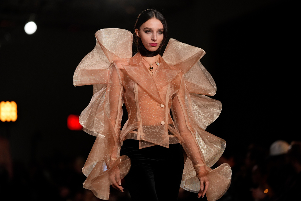 A model walks the runway during the Christian Siriano Fall/Winter 2026 fashion show as part of New York Fashion Week on Thursday, Feb. 12, 2026, in New York. (Photo by Charles Sykes/Invision/AP)