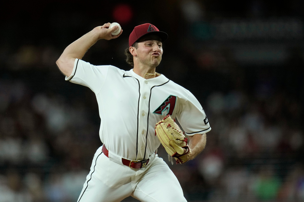 Arizona Diamondbacks starting pitcher Brandon Pfaadt throws against the San Francisco Giants during the first inning of a baseball game, Tuesday, June 30, 2026, in Phoenix. (AP Photo/Ross D. Franklin)