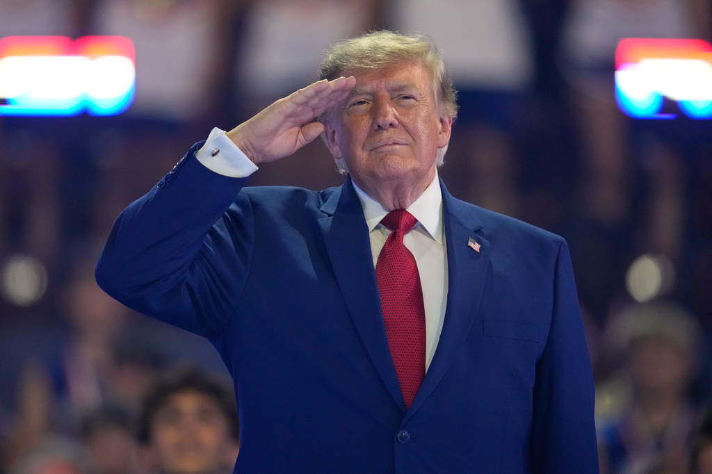 President Donald Trump attends the Patriot Games at Spire Academy in Geneva, Ohio, Tuesday, Aug. 11, 2026. (AP Photo/Sue Ogrocki)