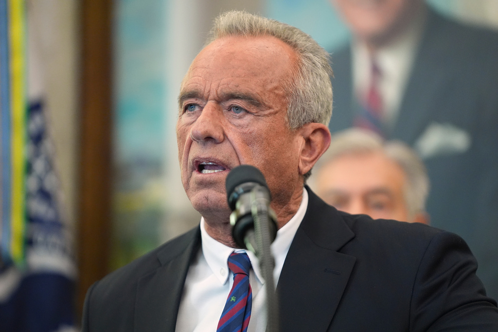 Health and Human Services Secretary Robert F. Kennedy Jr. speaks during an event about drug prices with President Donald Trump, Thursday, Nov. 6, 2025, in the Oval Office of the White House in Washington. (AP Photo/Evan Vucci)