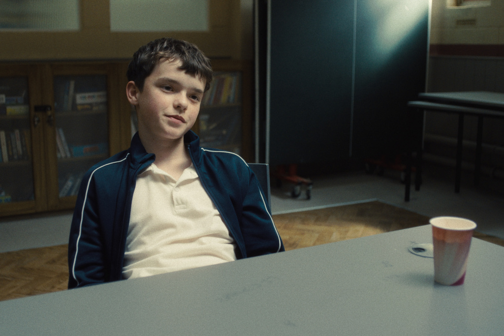 This image released by Netflix shows Owen Cooper in a scene from "Adolescence." (Netflix via AP)