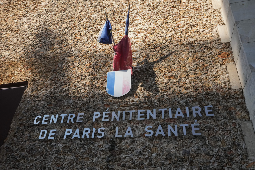 FILE - Outside view of La Sante prison , Monday, Sept, 29, 2025, in Paris. (AP Photo/Michel Euler, File)