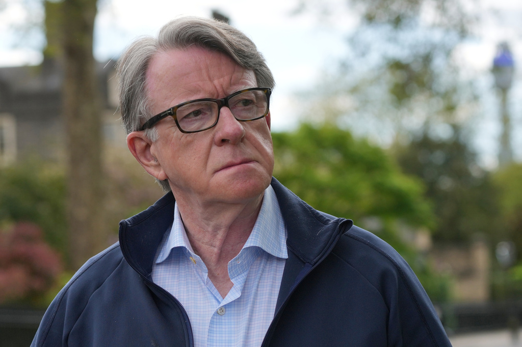 Peter Mandelson is seen outside his home in London, Monday, April 20, 2026 as Britain's Prime Minister Keir Starmer is facing a showdown in Parliament over the appointment of Peter Mandelson as ambassador to Washington.(AP Photo/Kin Cheung)