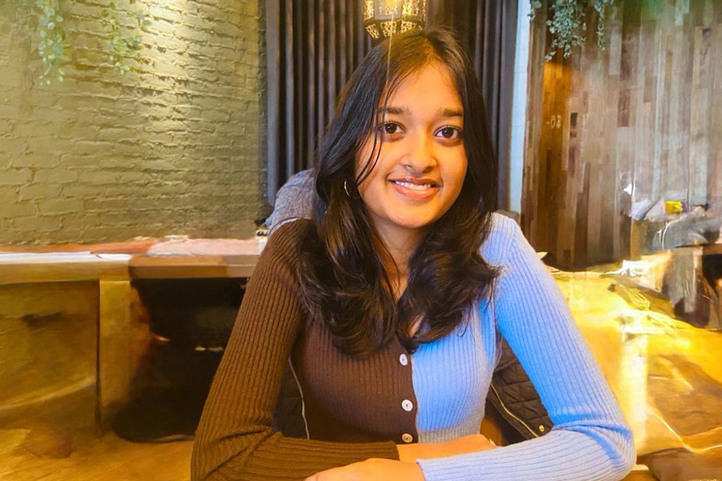 This undated photo released by the Shan family on Tuesday, March 3, 2026, shows University of Texas at Austin student Savitha Shan smiling for a photo in Austin. (Shan Family via AP)