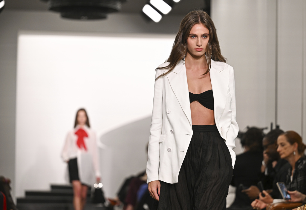 A model walks the runway during the Ralph Lauren Spring 2026 fashion show as part of New York Fashion Week on Wednesday, Sept. 10, 2025, in New York. (Photo by Evan Agostini/Invision/AP)