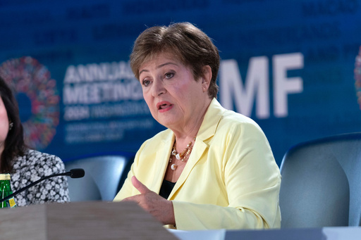 FILE - International Monetary Fund (IMF) Managing Director Kristalina Georgieva speaks during a news conference during the World Bank/IMF Annual Meetings in Washington, Oct. 24, 2024. (AP Photo/Jose Luis Magana, File) FILE - International Monetary Fund (IMF) Managing Director Kristalina Georgieva speaks during a news conference during the World Bank/IMF Annual Meetings in Washington, Oct. 24, 2024. (AP Photo/Jose Luis Magana, File)