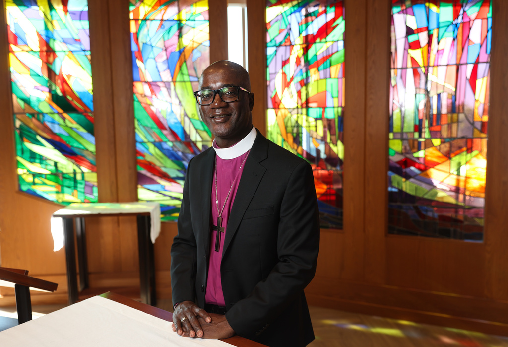 Bishop Yehiel Curry, who was recently elected as the first Black presiding bishop of the Evangelical Lutheran Church in America (ELCA), poses for a photo, Friday, Sept. 26, 2025, in Chicago. (AP Photo/Talia Sprague)