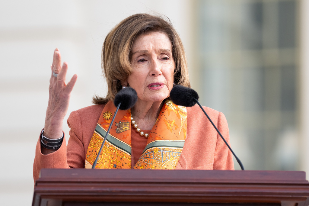 FILE - Rep. Nancy Pelosi, D-Calif., speaks at an event at the U.S. Capitol, March 25, 2026, in Washington. (AP Photo/Allison Robbert, File)