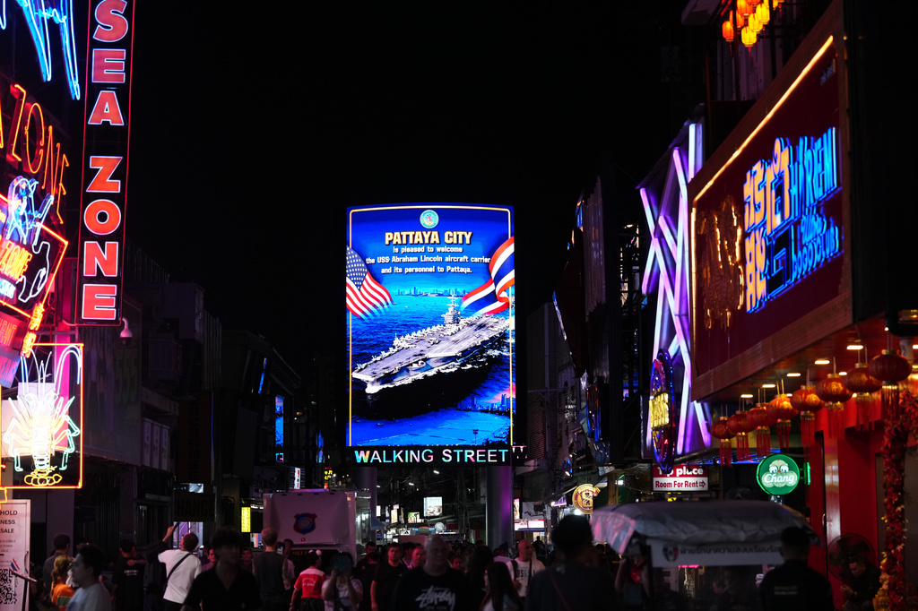 Billboard display at Walking Street in Pattaya, Thailand, Wednesday, Sept. 2, 2026. (AP Photo/Sakchai Lalit)