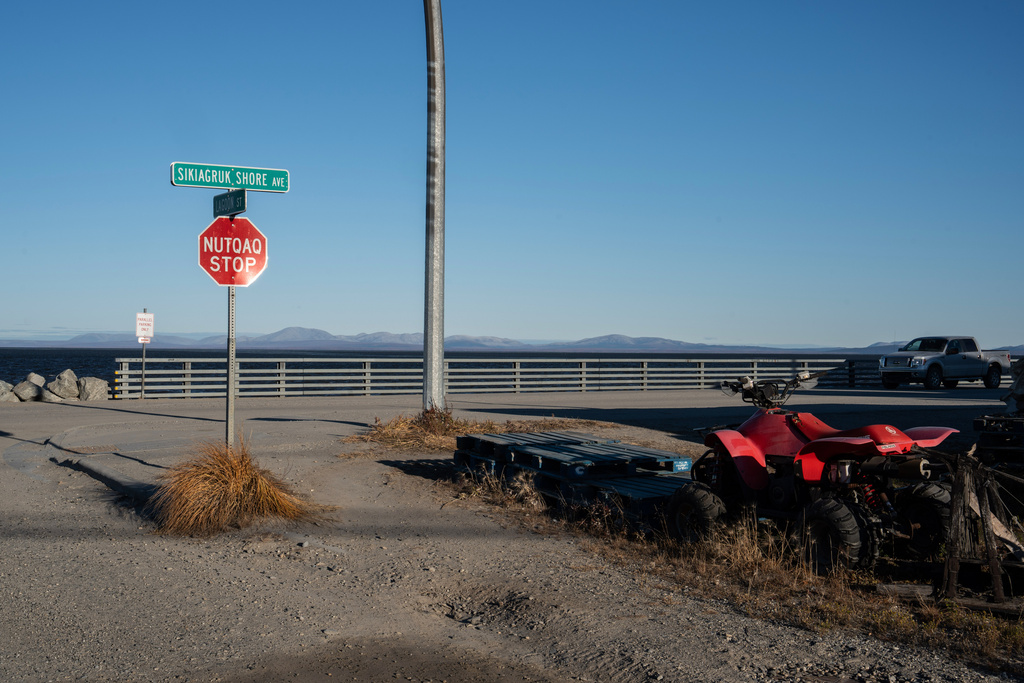 A four-wheeler sits idle in Kotzebue, Alaska, Saturday, Sept. 27, 2025. (AP Photo/Annika Hammerschlag)