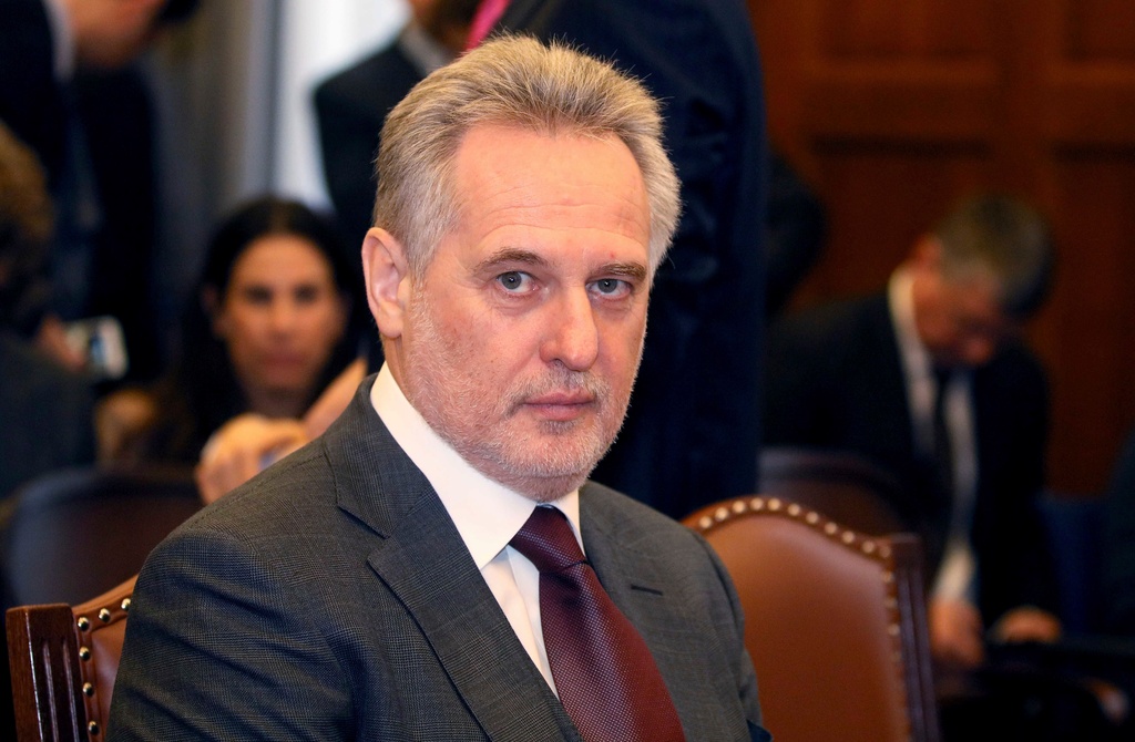 FILE - Ukrainian oligarch Dymitro Firtash waits for the start of his trial at the courts of justice in Vienna, Austria, Feb. 21, 2017. (AP Photo/Ronald Zak, File)
