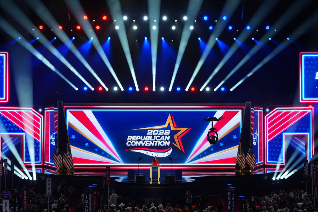 speaks at the Republican convention in Dallas, Wednesday, Sept. 9, 2026. (AP Photo/Tony Gutierrez)