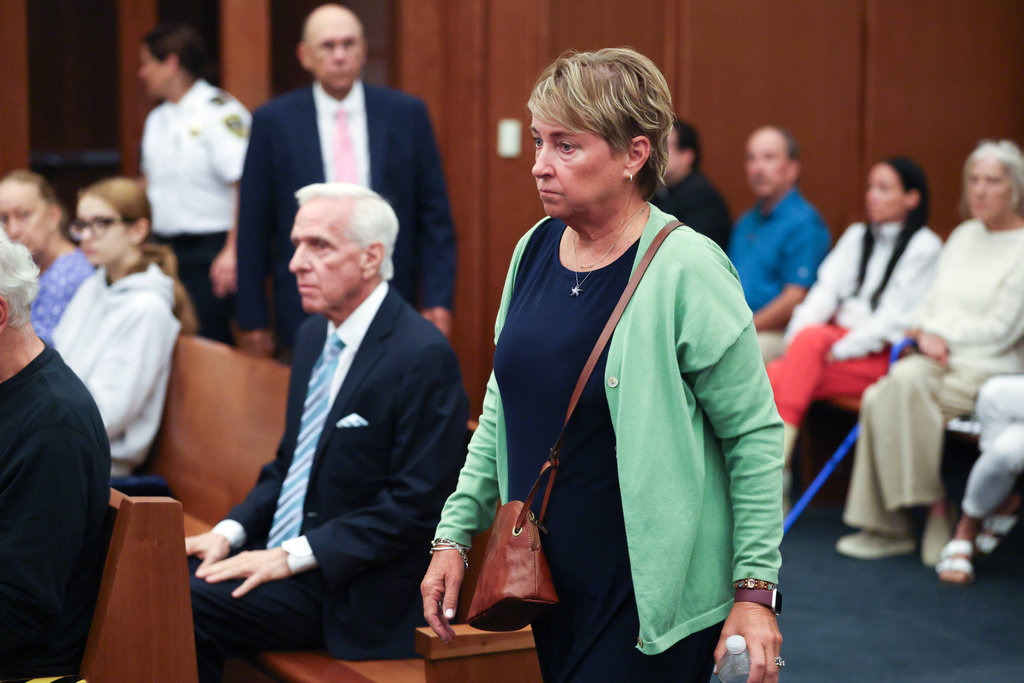 Susan Clancy, the former mother in law of Lindsay Clancy, enters the court room to give testimony during Lindsay Clancy's murder trial in Plymouth Mass., Tuesday Aug. 18, 2026 in Plymouth, Mass. (Jonathan Wiggs/The Boston Globe via AP, Pool)