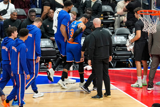 New York Knicks' Josh Hart walks off the court after being ejected during the first half of an NBA preseason basketball game against the Philadelphia 76ers, Thursday, Oct. 2, 2025, in Abu Dhabi, United Arab Emirates. (AP Photo/Altaf Qadri) New York Knicks' Josh Hart walks off the court after being ejected during the first half of an NBA preseason basketball game against the Philadelphia 76ers, Thursday, Oct. 2, 2025, in Abu Dhabi, United Arab Emirates. (AP Photo/Altaf Qadri)