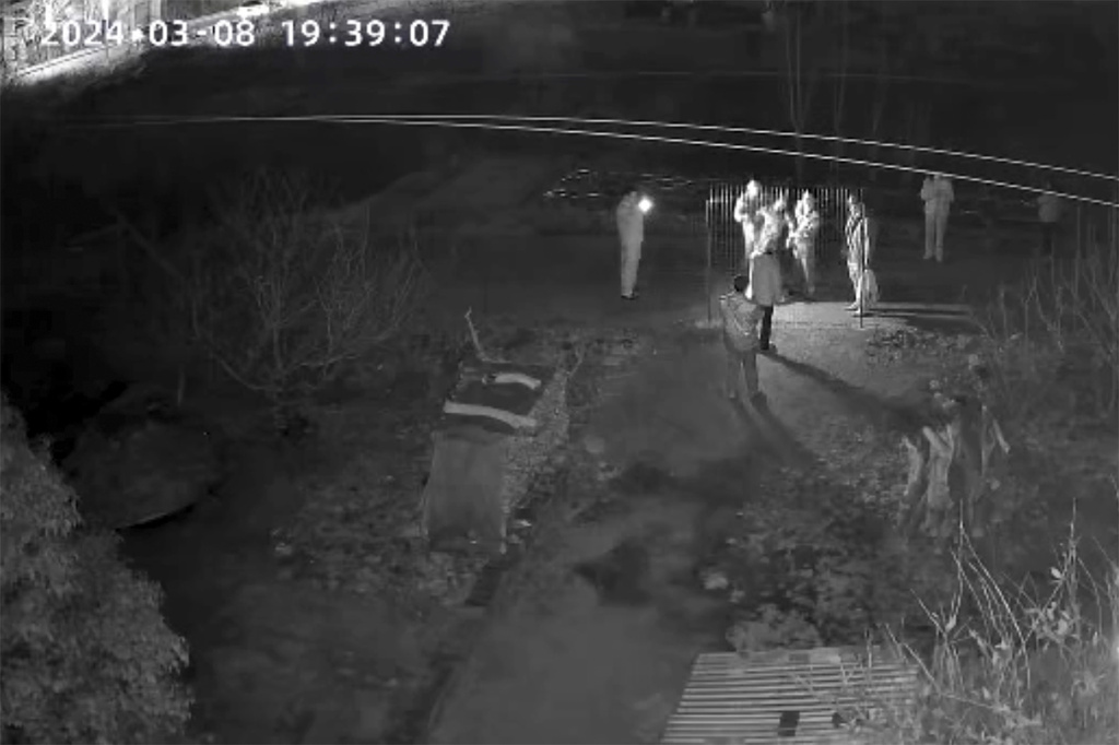 In this screen grab image from video, police officers hold up Yang Li as she is returned to her family home after she was knocked unconscious by masked police after petitioning in Beijing, Friday, March, 8, 2024, in Changzhou in eastern China's Jiangsu Province. (Yang Family via AP)