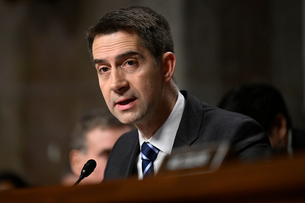 FILE - Chairman of the Senate Intelligence Committee Sen. Tom Cotton, R-Ark., speaks during a Senate Intelligence Committee hearing, at the Capitol in Washington, Jan. 15, 2025. (AP Photo/John McDonnell, File)