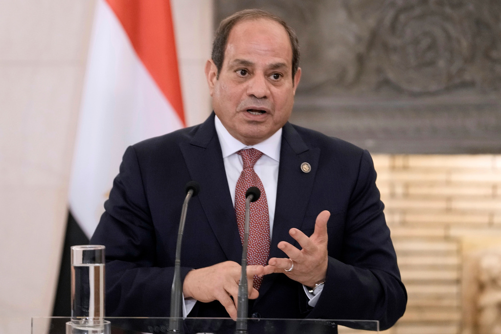 FILE - Egyptian President Abdel-Fattah el-Sissi speaks during a joint news conference, in Athens, on Wednesday, May 7, 2025. (AP Photo/Petros Giannakouris,File)