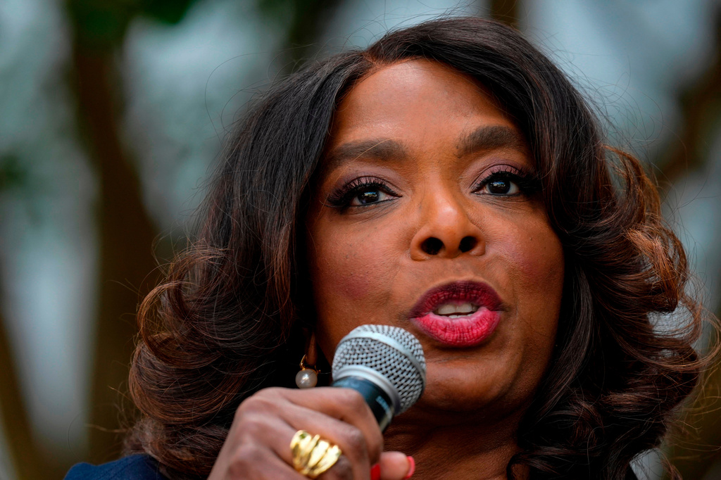 FILE - U.S. Rep. Terri Sewell, D-Ala., speaks outside the Alabama state house during a special session of the Alabama Legislature, May 5, 2026, in Montgomery, Ala. (AP Photo/Mike Stewart, File)