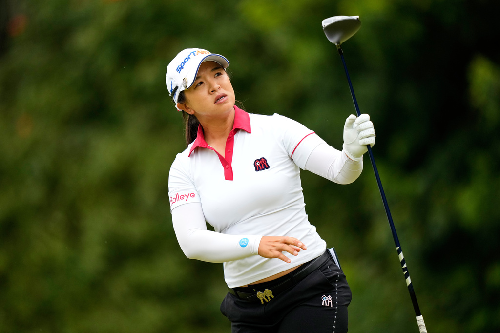 Sei Young Kim, of South Korea, watches her shot on the 12th hole during the first round of the U.S. Women's Open golf tournament Thursday, June 4, 2026, in the Pacific Palisades area of Los Angeles. (AP Photo/Ashley Landis)