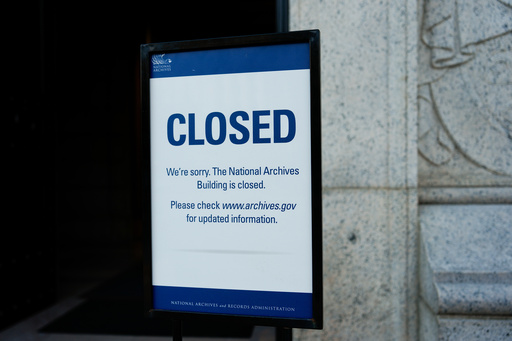 A closed sign stands in front of the National Archives on the first day of a government shutdown, Wednesday, Oct. 1, 2025, in Washington. (AP Photo/Julia Demaree Nikhinson) A closed sign stands in front of the National Archives on the first day of a government shutdown, Wednesday, Oct. 1, 2025, in Washington. (AP Photo/Julia Demaree Nikhinson)